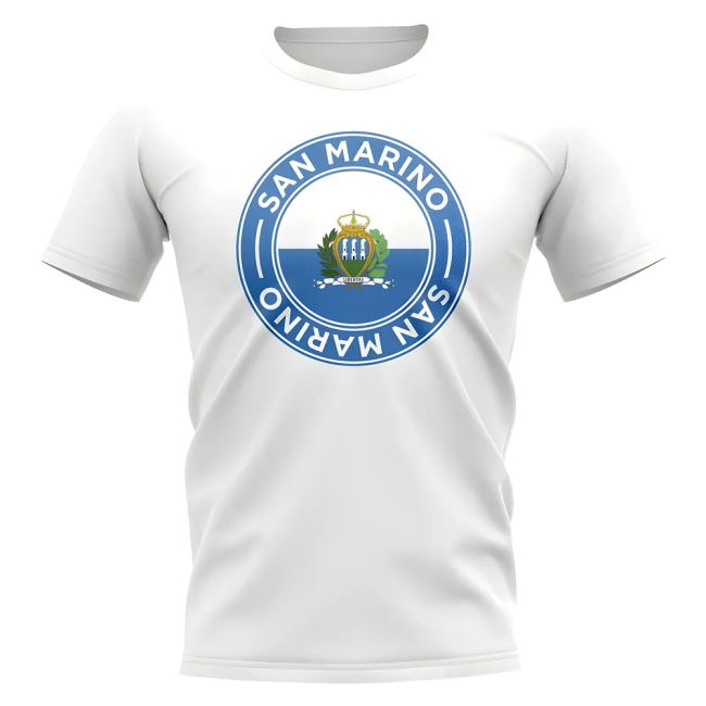 San Marino Football Badge T-Shirt (White) Official Euro