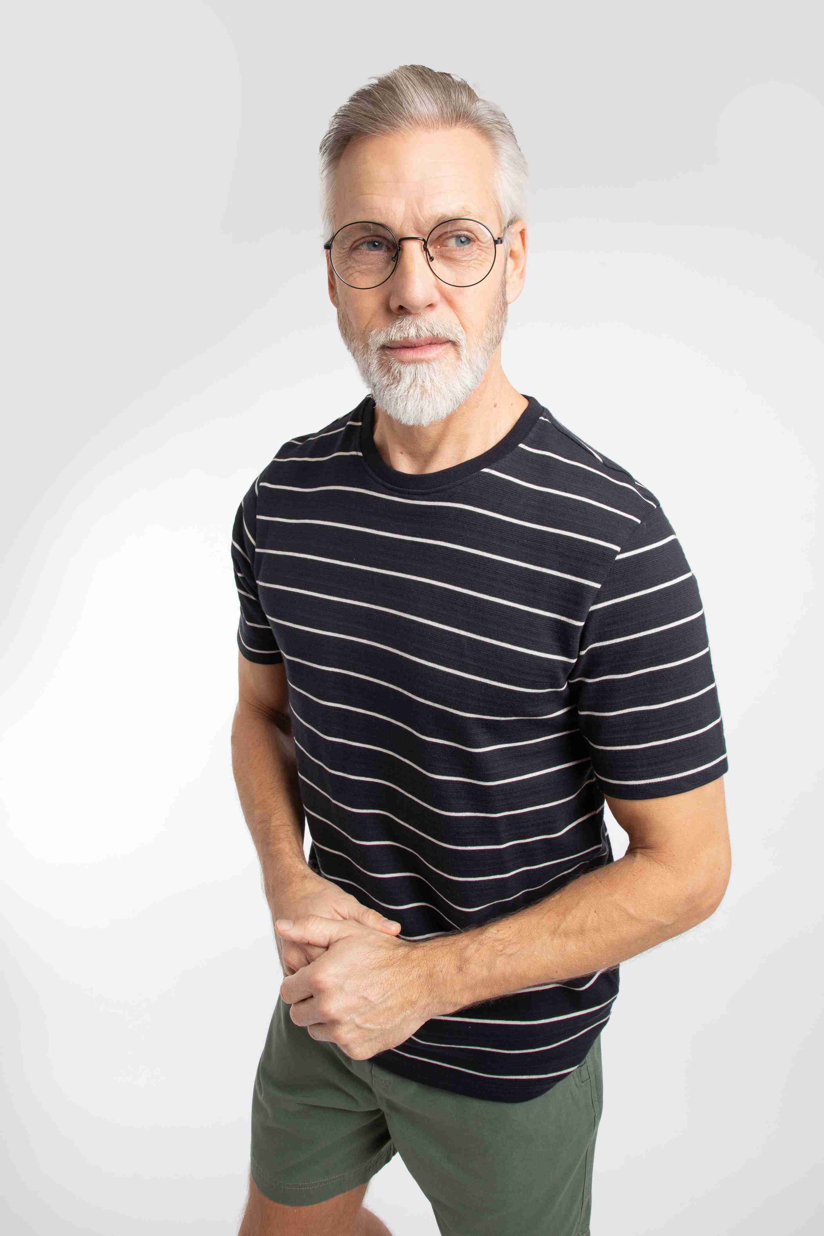Grayson Textured Stripe T-Shirt Midnight