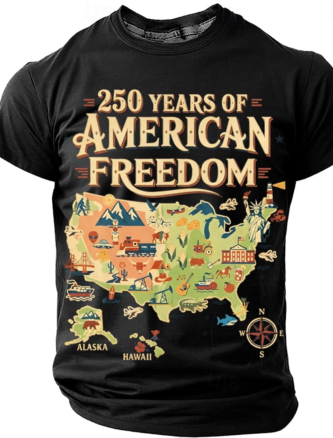 4th of July 2026 250th Memorial Day Men's 3D Print US Flag Crew Neck Short Sleeve T-Shirt Daily Street