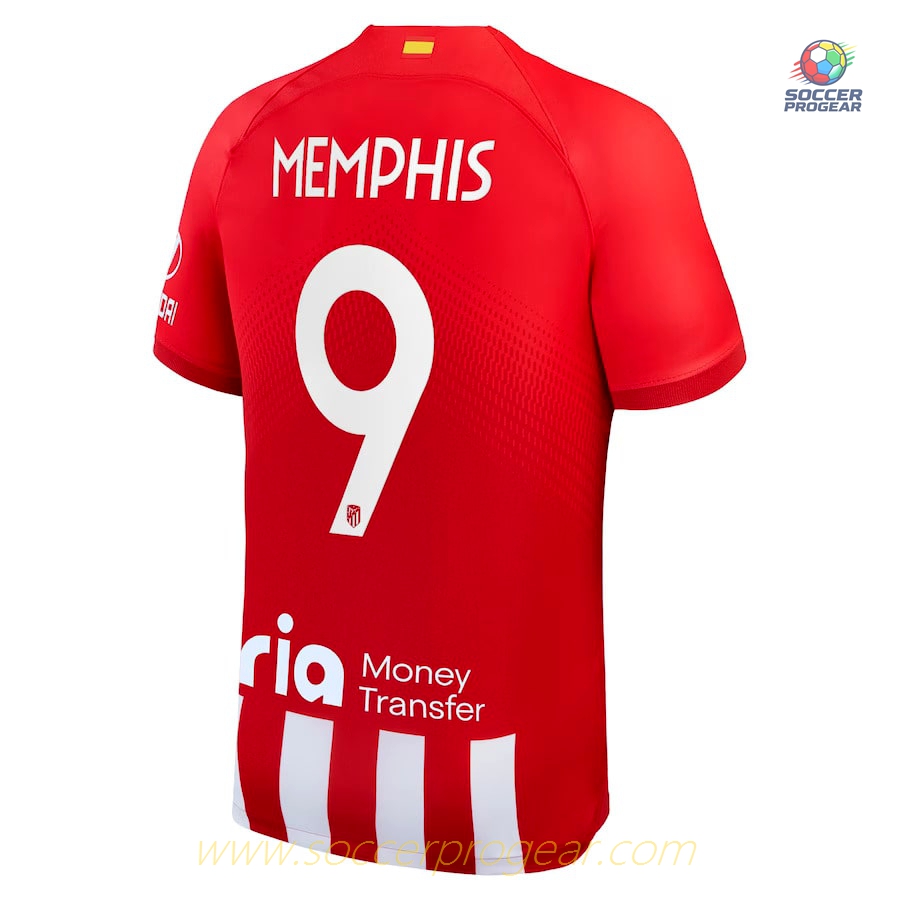 Atletico Madrid Home 2023 2024 Memphis Children Soccer Uniform Football Jersey