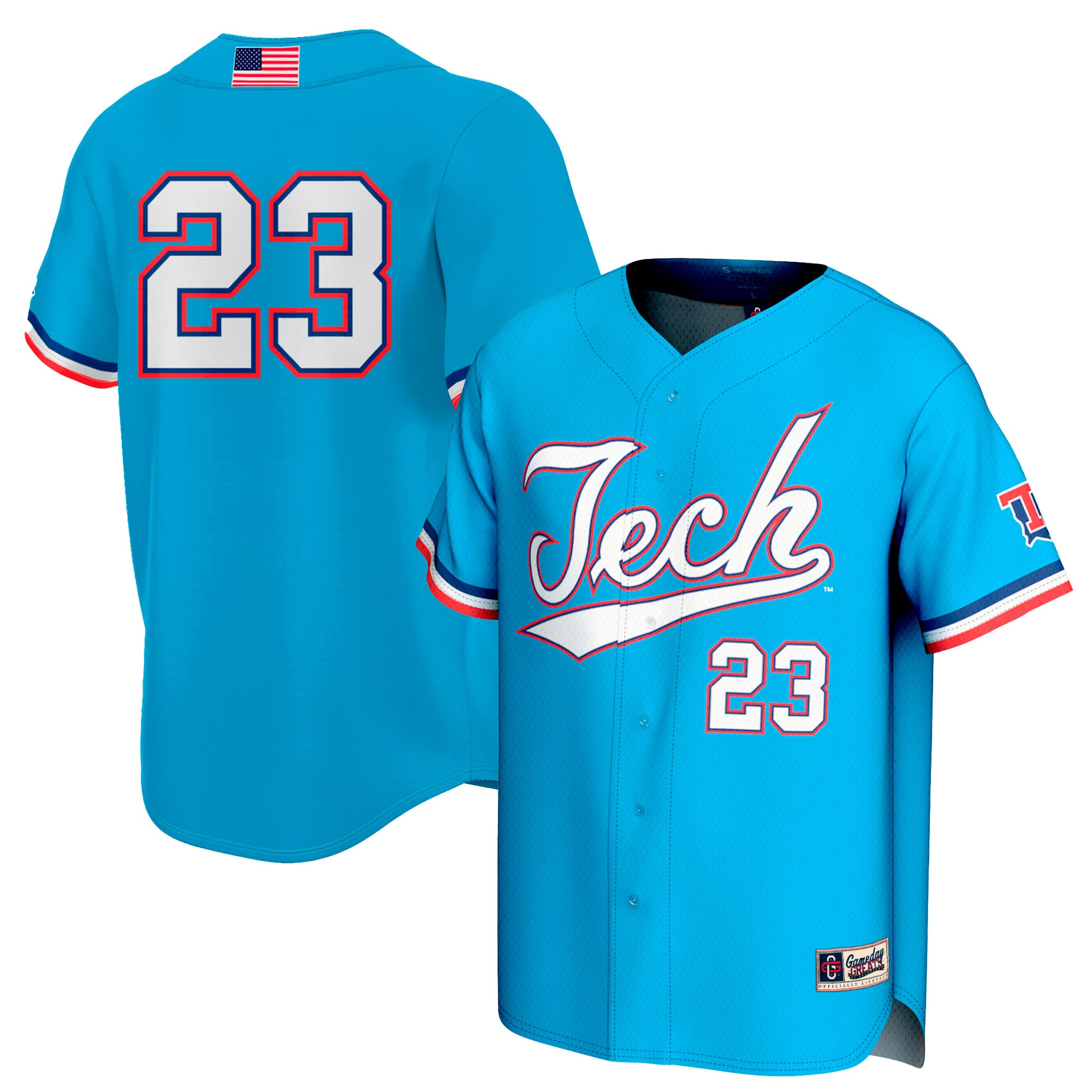 [NJP] Louisiana Tech Bulldogs GameDay Greats Youth Lightweight Collegiate Baseball Fashion Jersey - Royal
