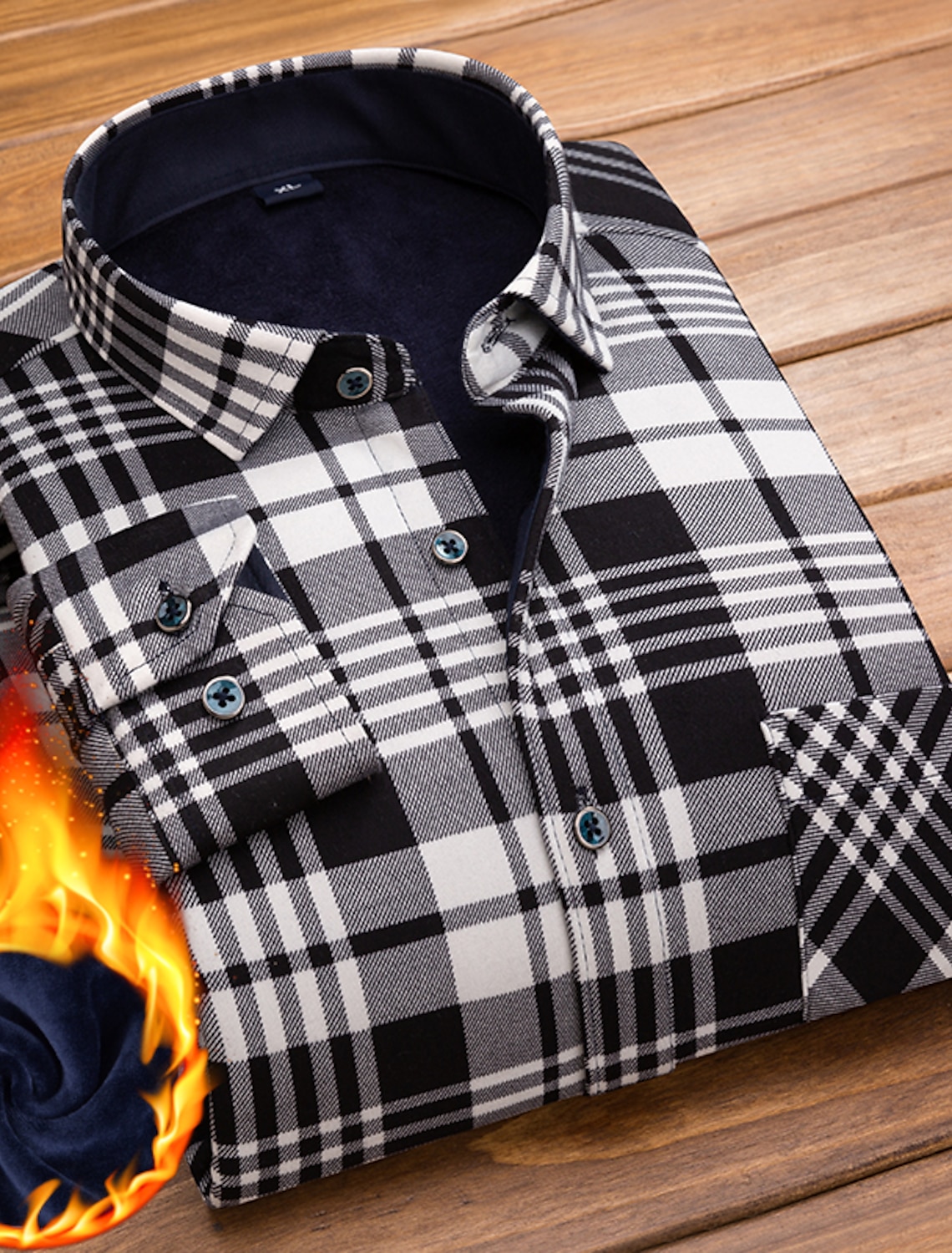 Men's Dress Shirt Flannel Shirt Collared Shirt Button Up Shirt Tartan Wedding Party Black-White Red Navy Blue Royal Blue Long Sleeve Turndown Winter Clothing Apparel Button-Down