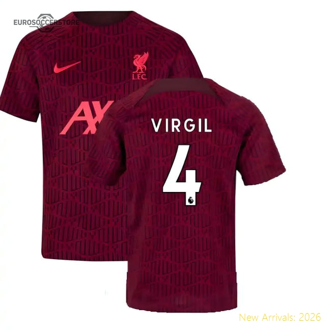 2022-2023 Liverpool Pre-Match Training Shirt (Red) - Kids (VIRGIL 4)