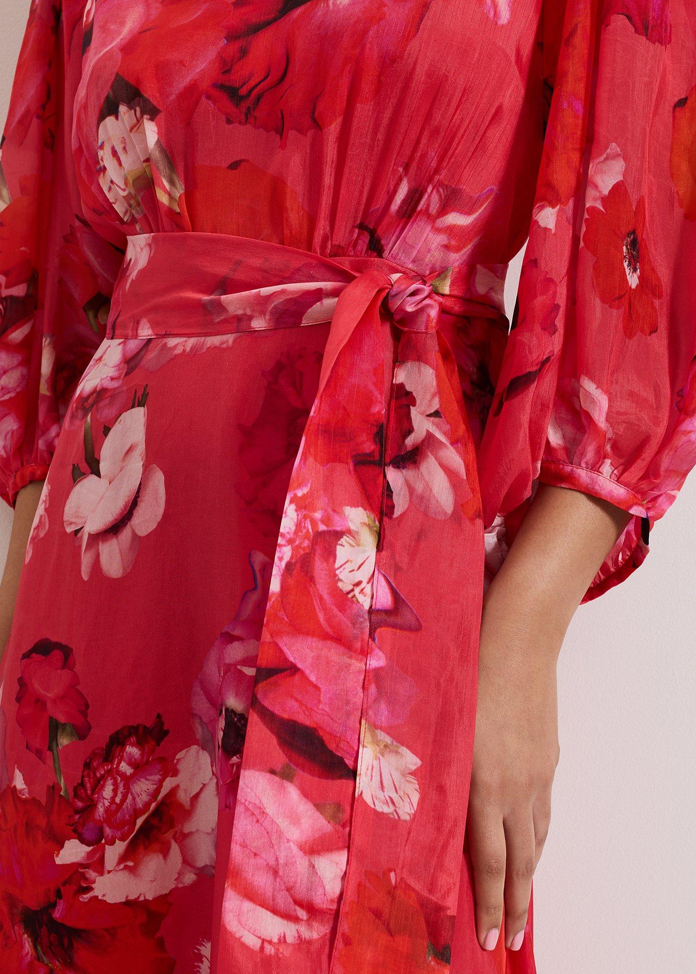 Petite Federica Floral Sleeve Midi Dress