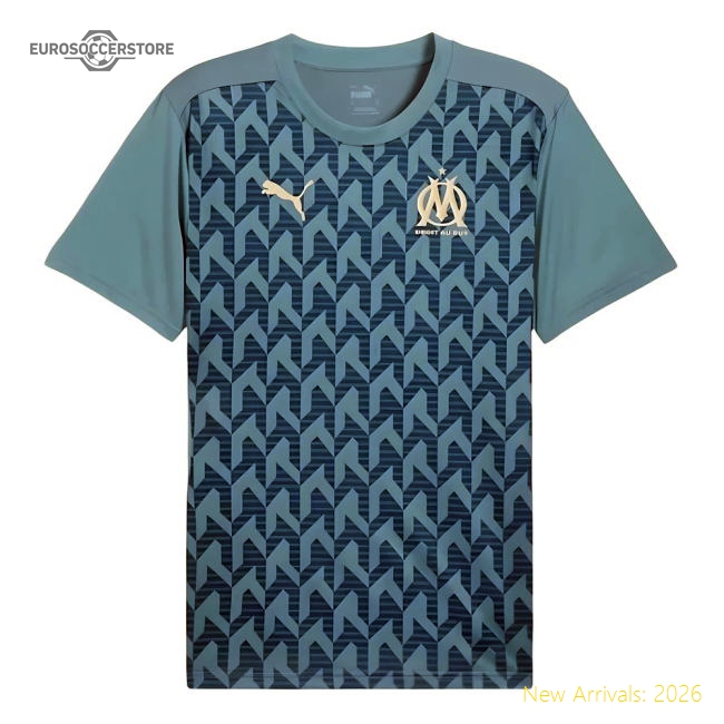 Official 2024-2025 Marseille Pre-Match Shirt (Bold Blue)