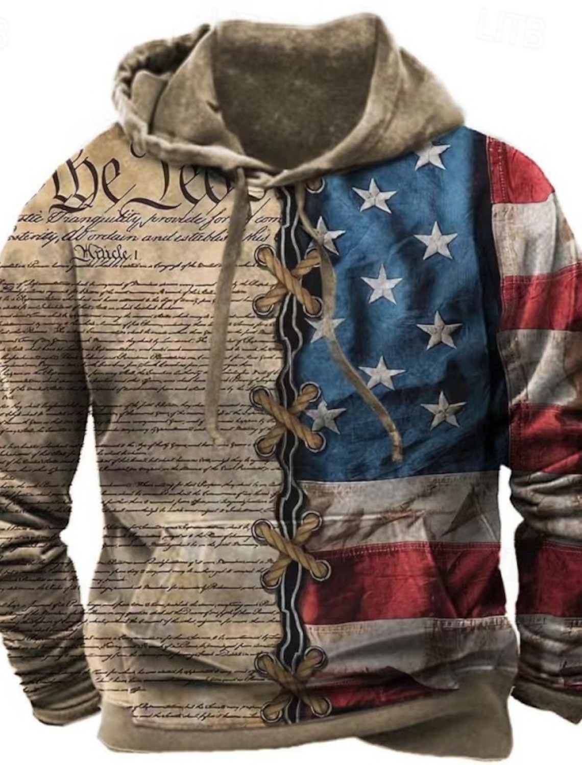Men's Graphic American Flag Hoodie Pullover Printed Fashion Streetwear