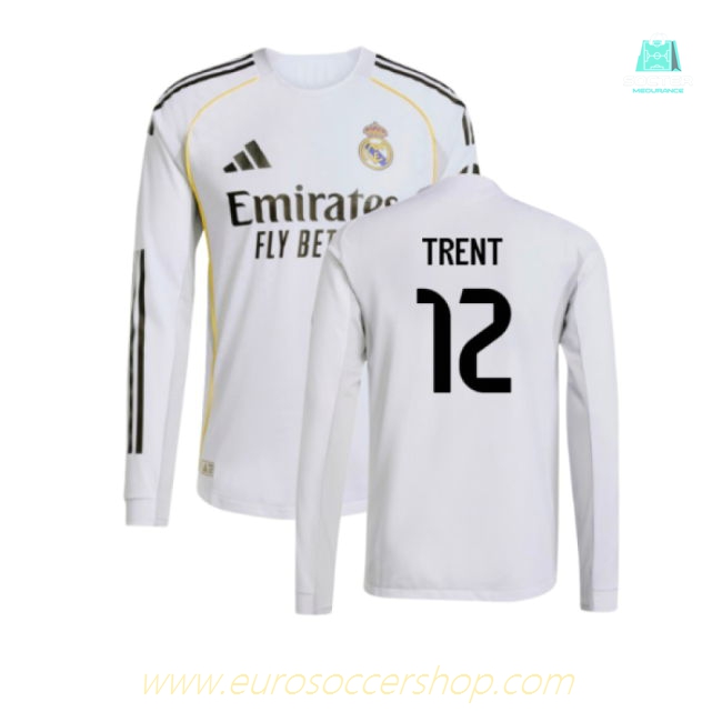 2025-2026 Real Madrid Authentic Long Sleeve Home Shirt (Trent 12)