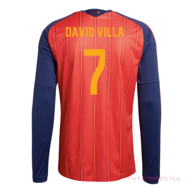 2026-2027 Spain Long Sleeve Home Shirt (David Villa 7)