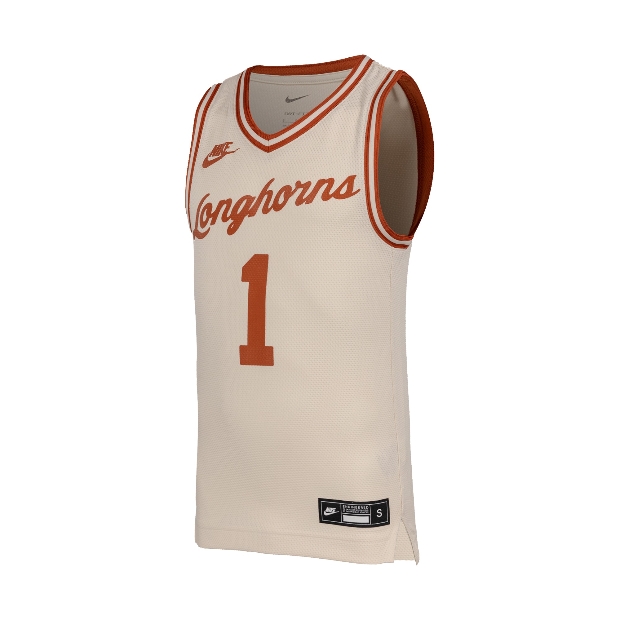[DDG] Texas Longhorns Youth Retro Replica Basketball Jersey - Natural