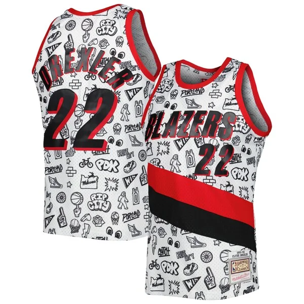 Clyde Drexler POR Swingman Jersey - authentic NBA - White workout