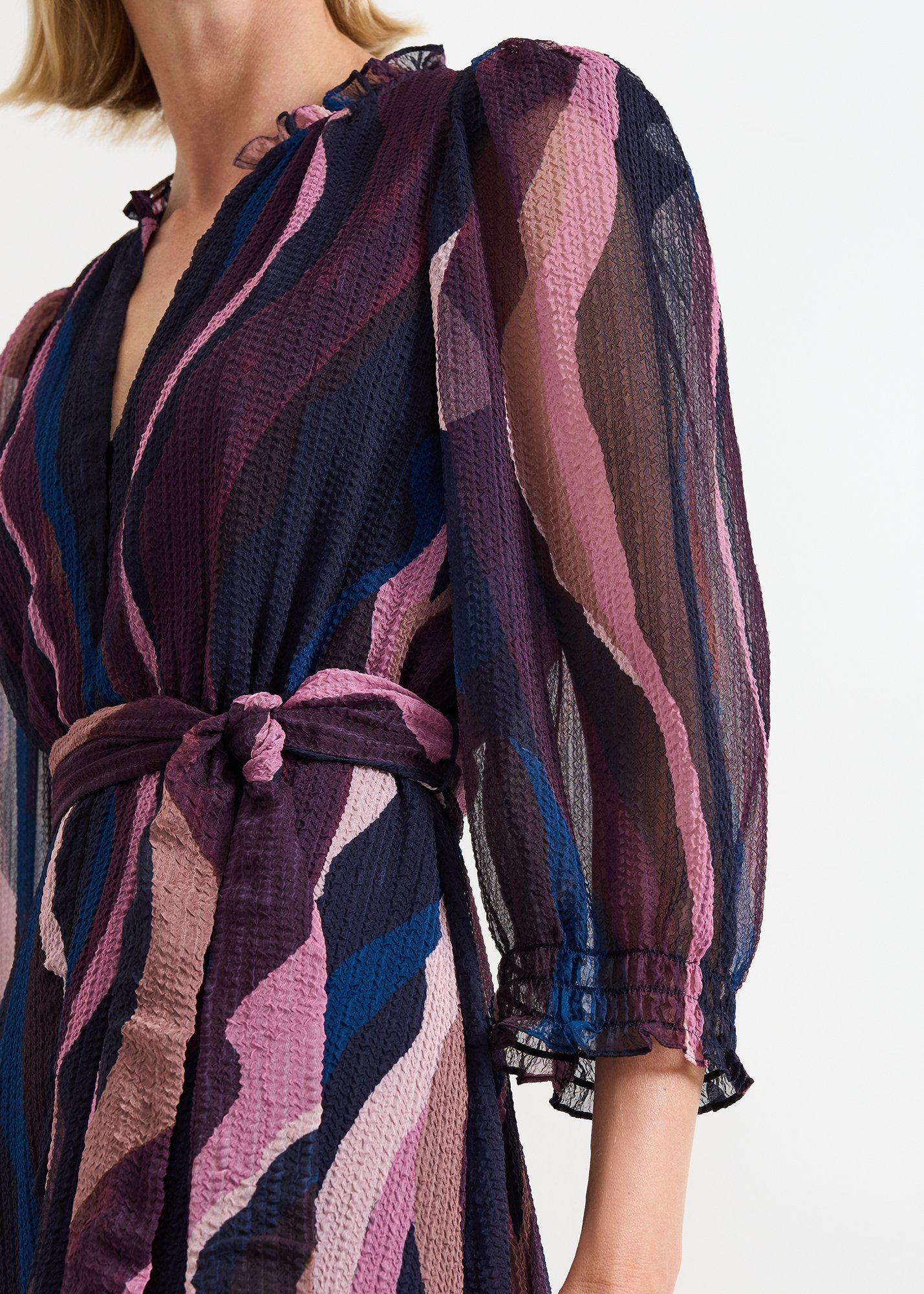 Petite Carra Swirl Puff Sleeve Midi Dress