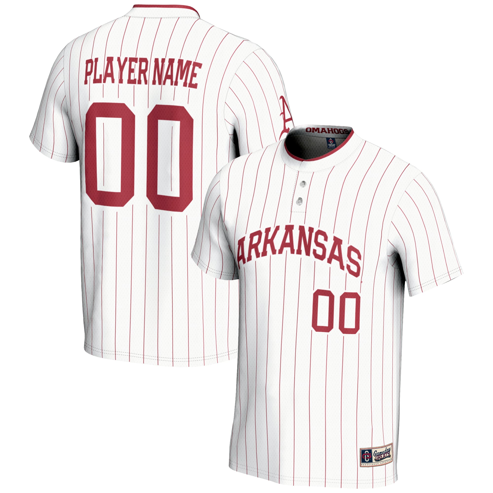 Arkansas Razorbacks GameDay Greats Youth NIL Pick-A-Player Lightweight Softball Jersey - White