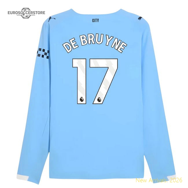 Sleeve Home Uniform De Bruyne 17 2025-2026 Man City Licensed Long