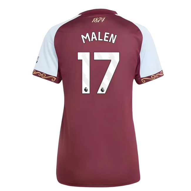 Malen 17 Authentic Replica Aston Villa Home Supporter Shirt for Womens