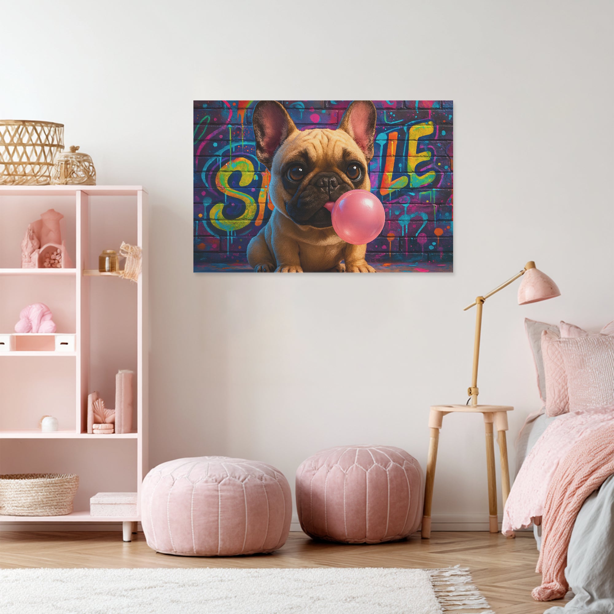 French Bulldog Winston Adorable Frenchie Canvas Wall Art Durable Dog Item