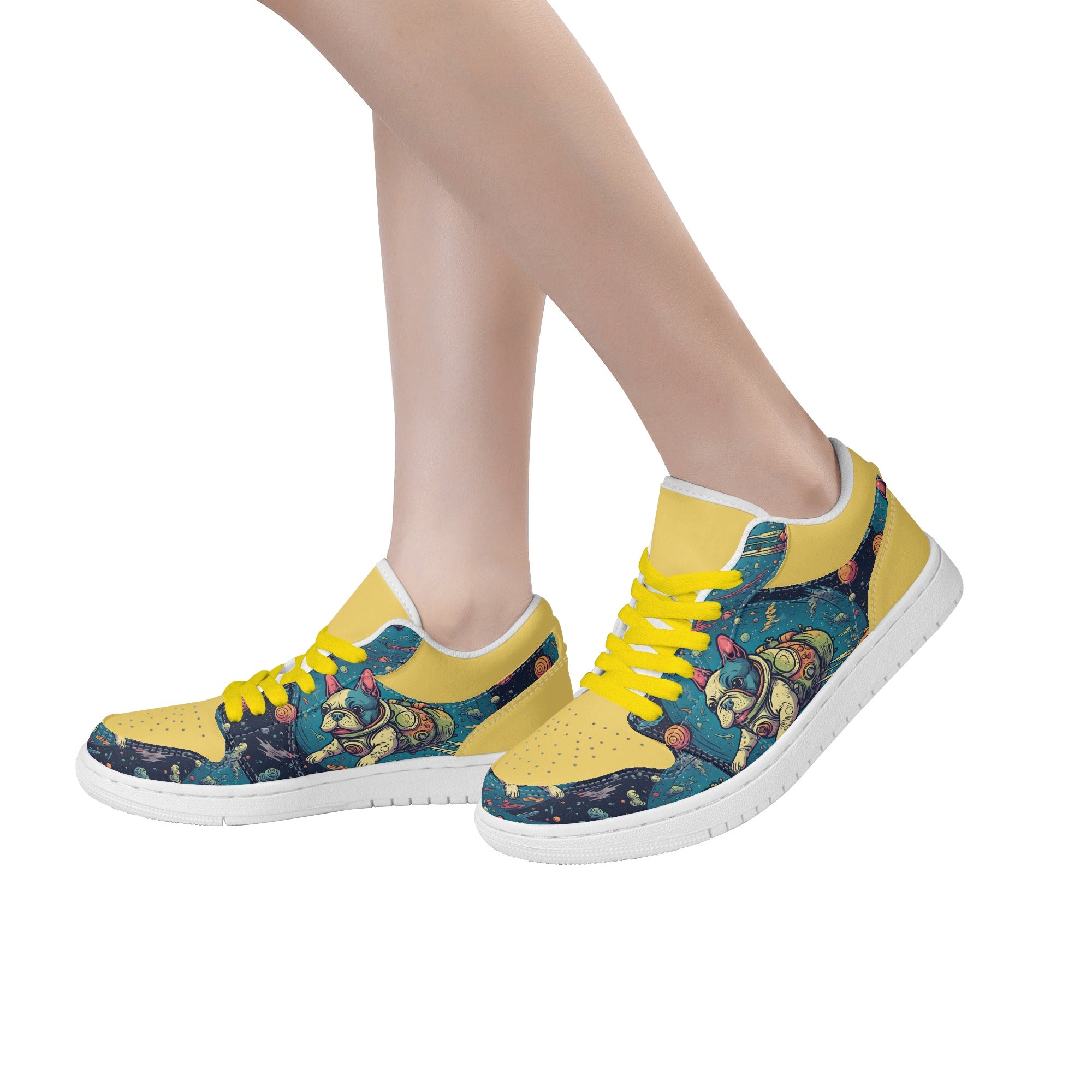French Bulldog The Astronaut Low Top Skateboard Sneakers Cozy Paw Wear