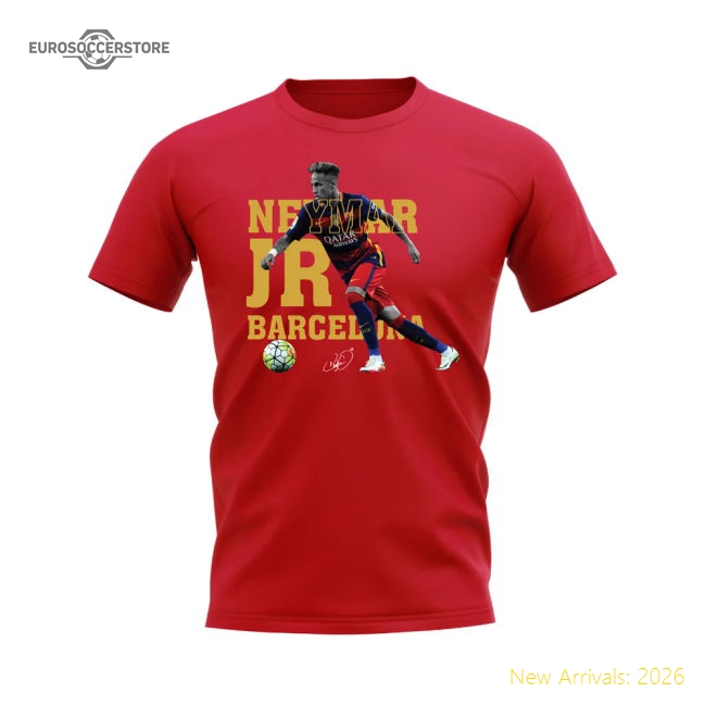 Neymar Barcelona Player Tee (Red) In Multiple Sizes Supporter Version