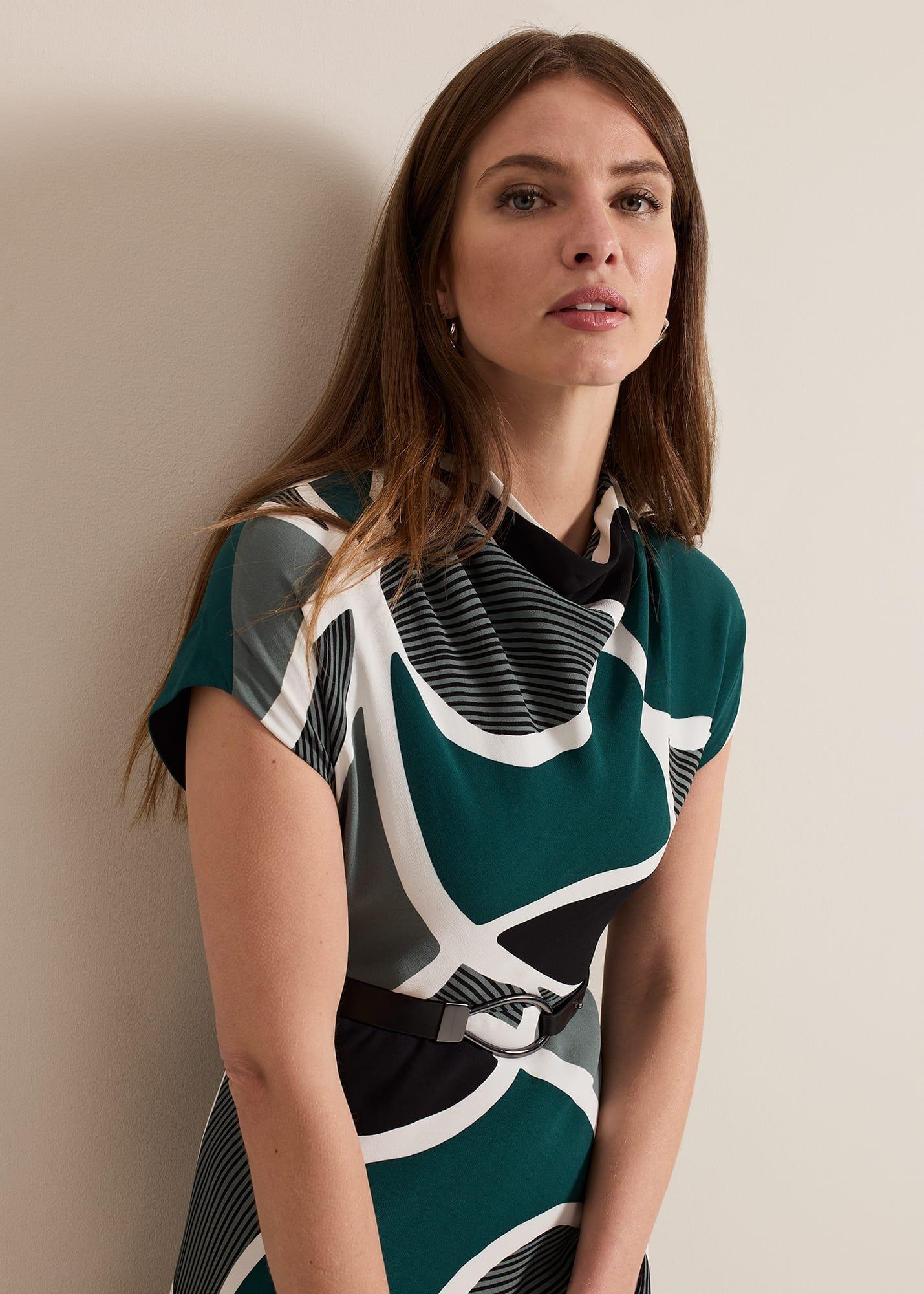 Petite Zaynab Swirl Cowl Neck Midi Dress