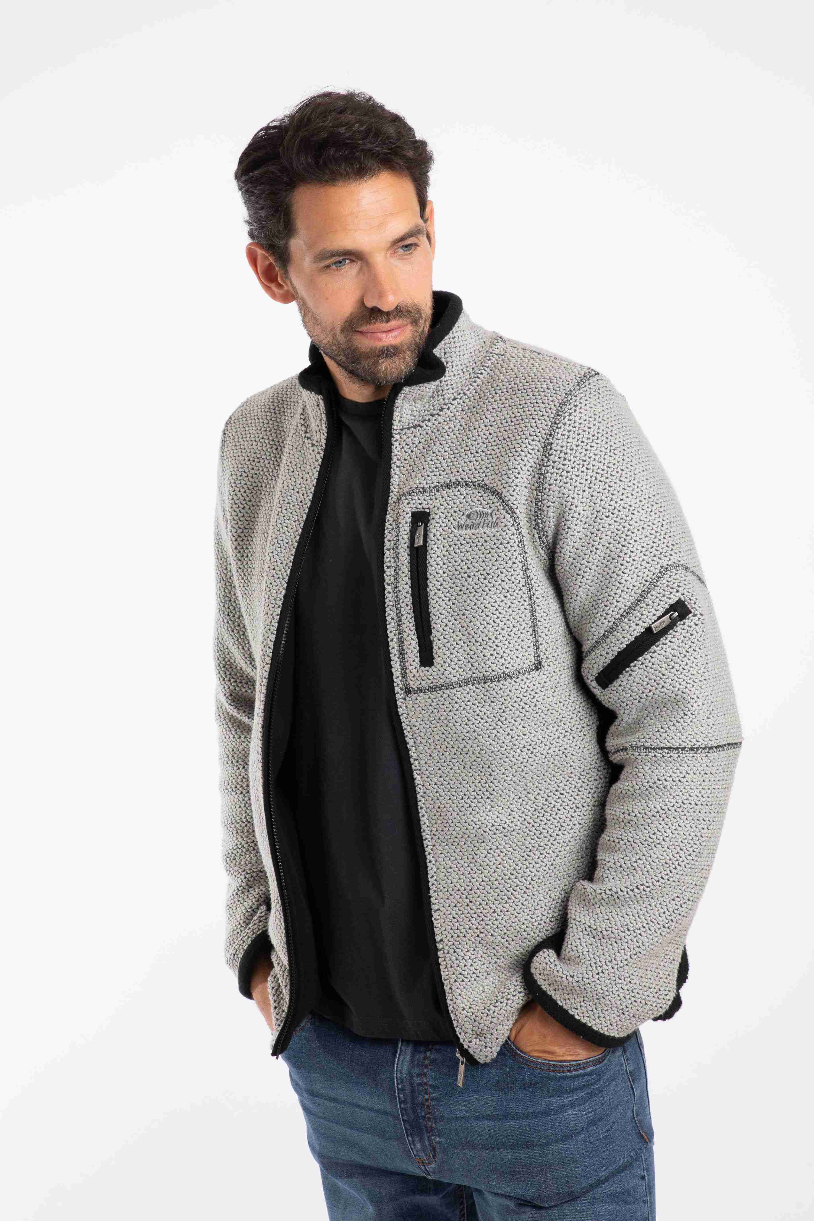 Berhan Full Zip Lined Macaroni Sweatshirt Limestone