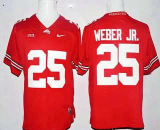Men's OSU Buckeyes Mike Weber #25 stitched Red 2024 breathable Jersey