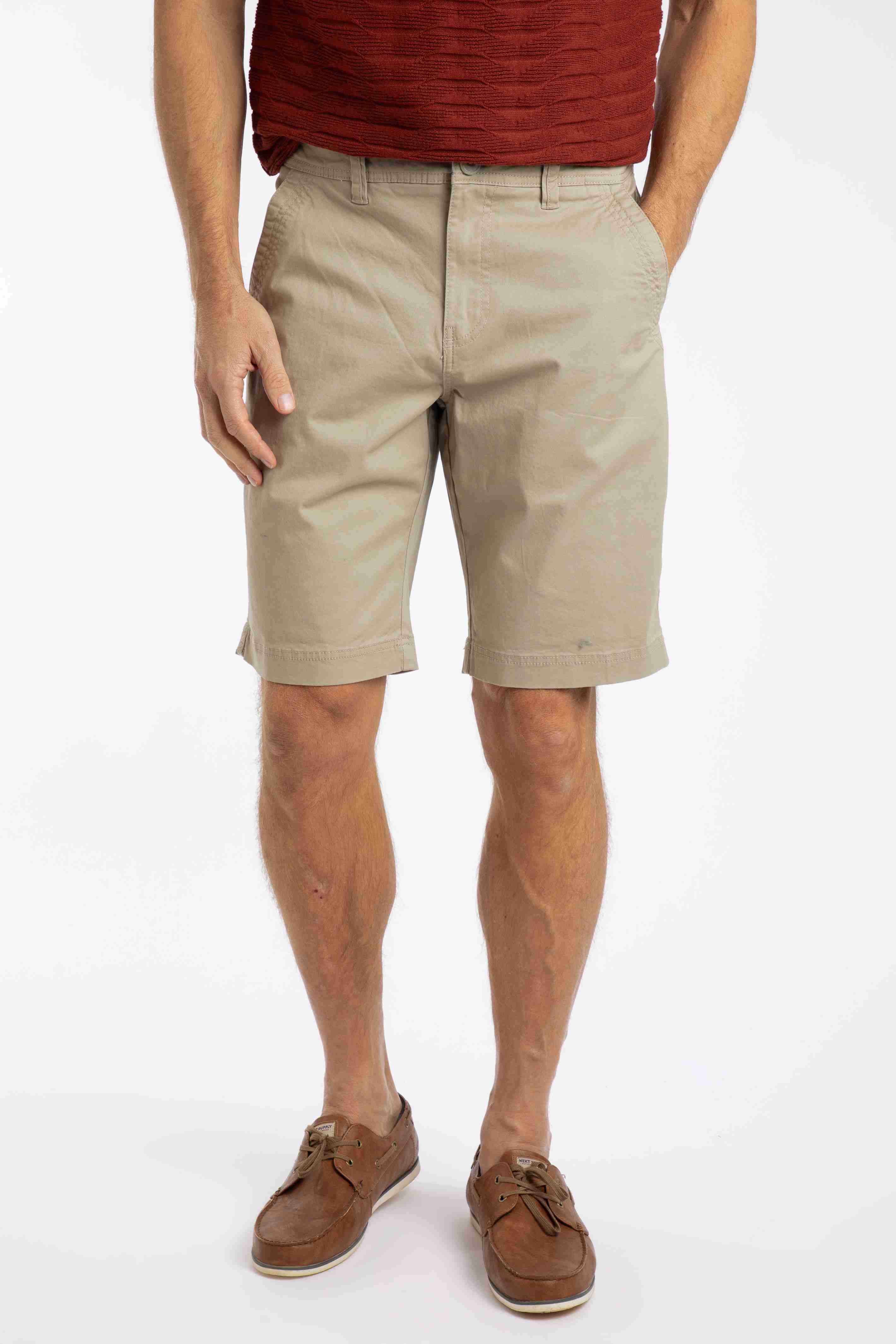 Rayburn Cotton Flat Front Shorts Flint Stone