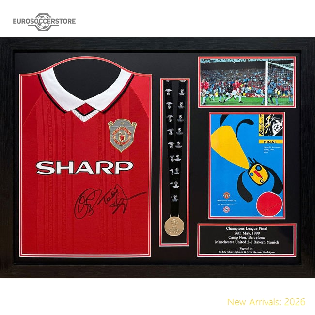 Manchester United Fc 1999 Solskjaer  Sheringham Signed Shirt  Med
