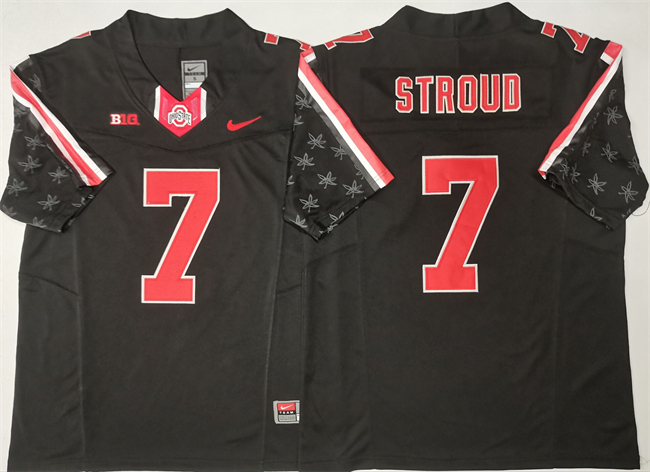 Men's OSU Buckeyes #7 None Black 2025 away jersey moisture wicking