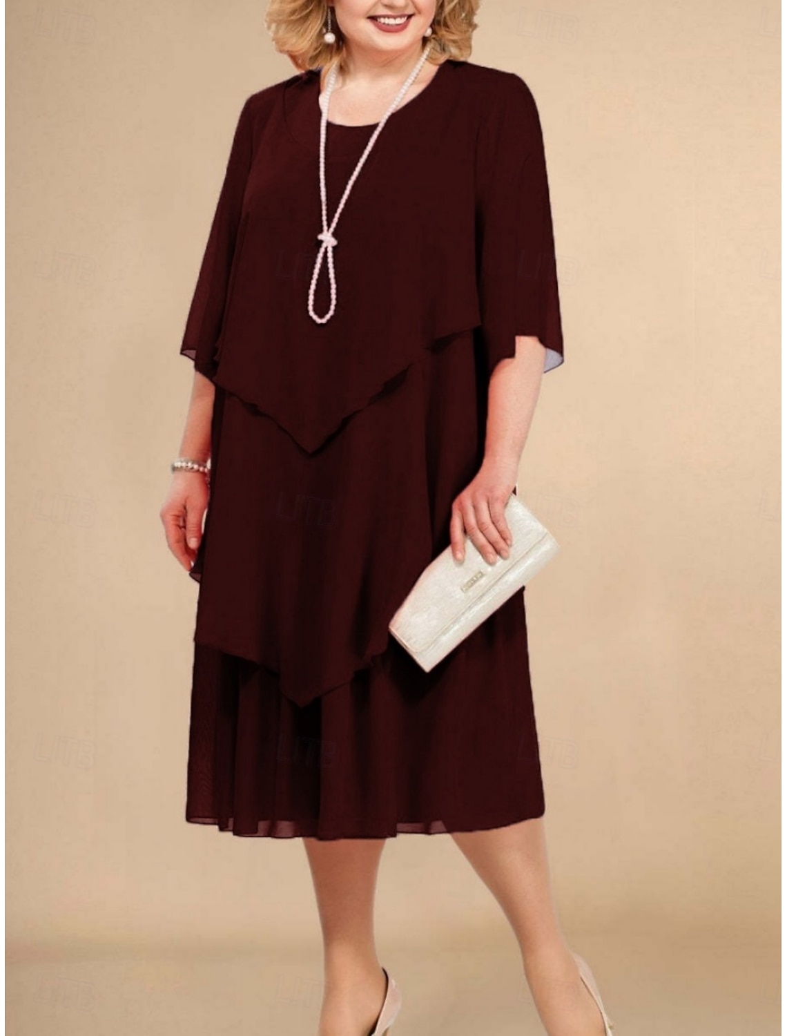 Women's Plus Size Casual Dress Solid Color Crew Neck Half Sleeve Spring Fall Elegant Fashion Modern Casual Midi Dress Daily Holiday Dress
