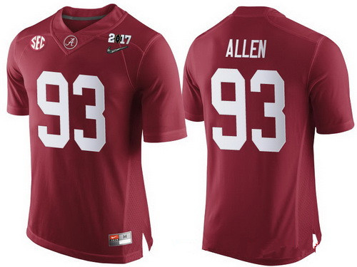 team authorized Men's Bama Crimson Tide Jonathan Allen #93 Red 2017