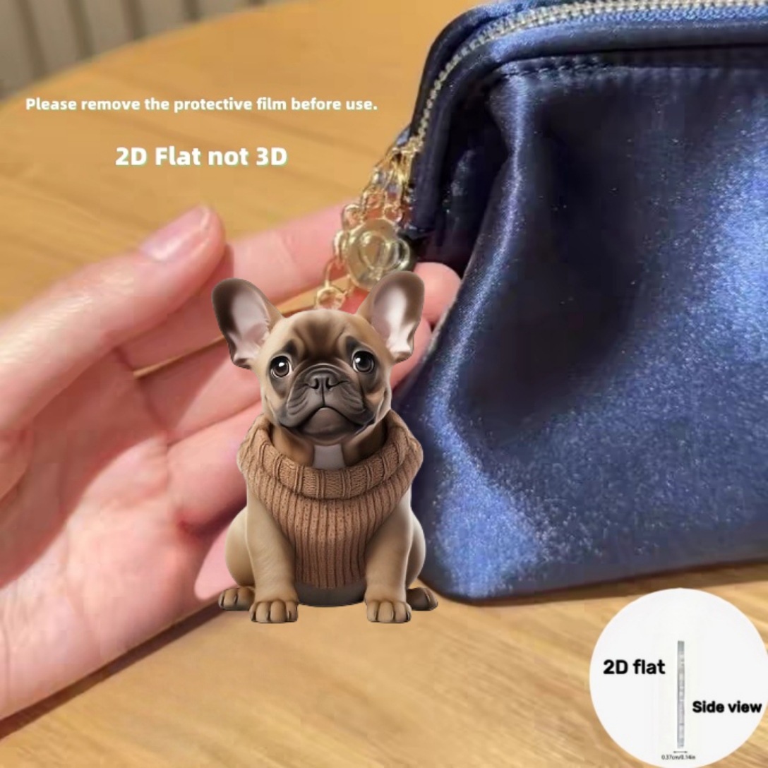 Premium French Bulldog Keychain – Cute 2d Acrylic Ornament for Street