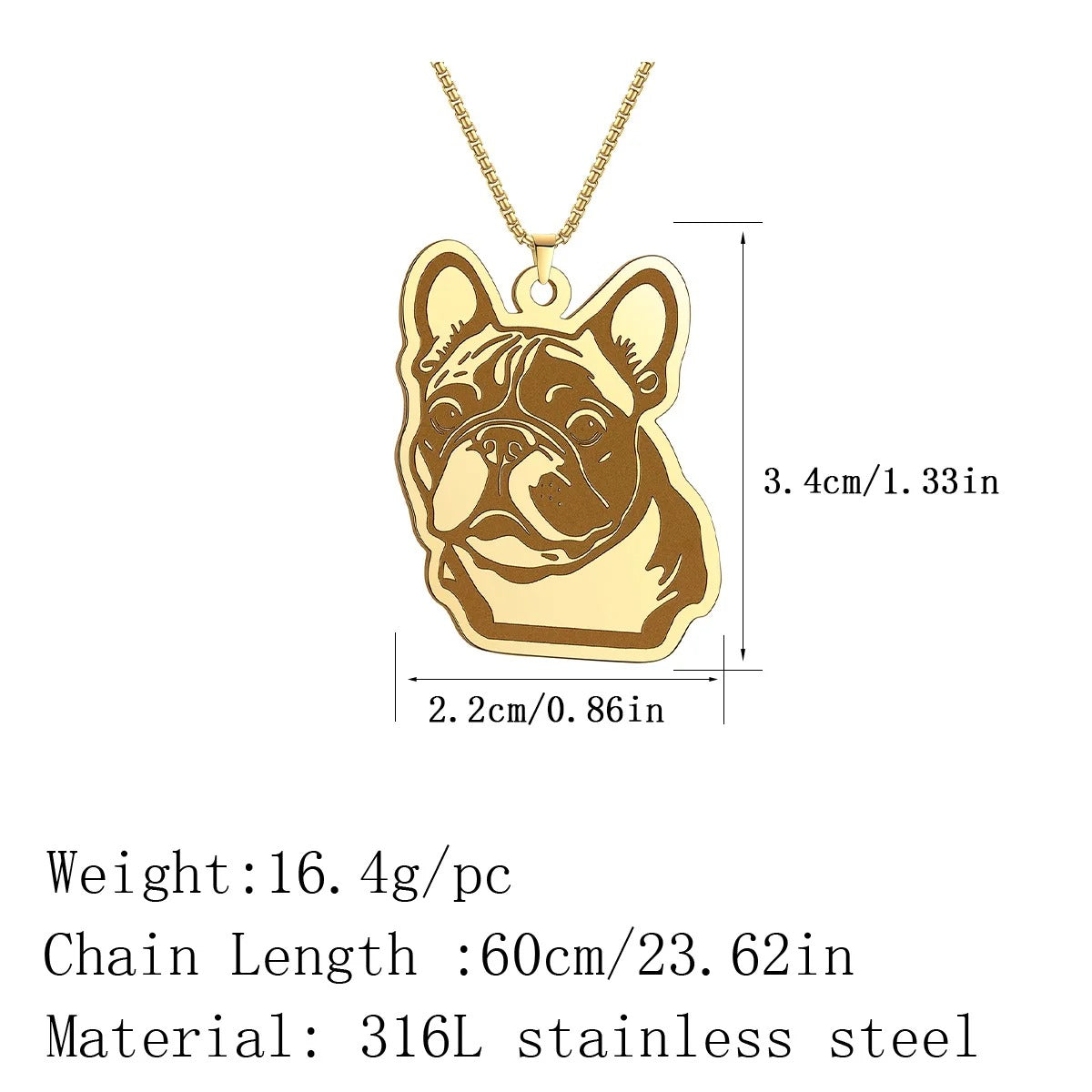 Bulldog Stainless Pendant – Durable Dog Lover Jewelry For Frenchie Fans