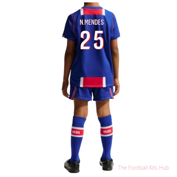 PSG Home Little Boys 2026-2027 Mini Kit (Mens) (N.Mendes 25)