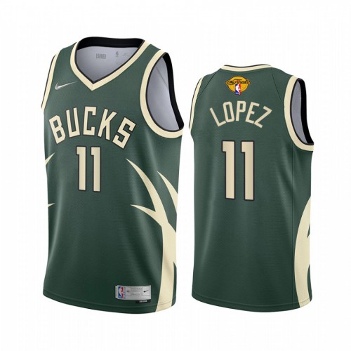 Milwaukee Milwaukee Bucks #11 Brook Lopez Mens 2021 NBA Finals Bound Swingman Earned Edition Jersey Green Youth