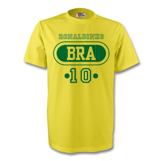 Player Ronaldinho Brazil Bra T-Shirt (Yellow) Soccer Quality