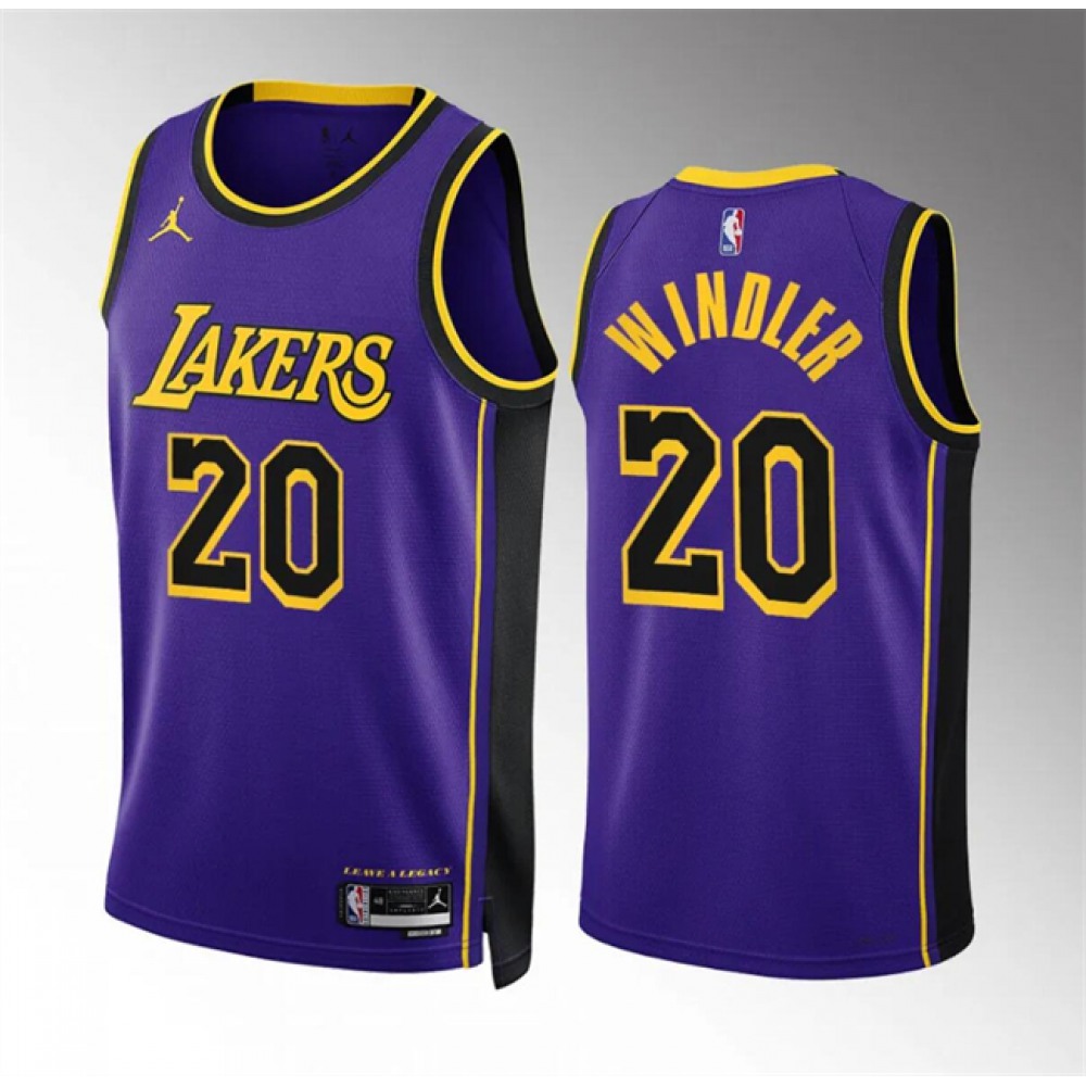 Men's Los Angeles Lakers #20 Dylan Windler Purple Statement Edition Stitched Basketball Jersey