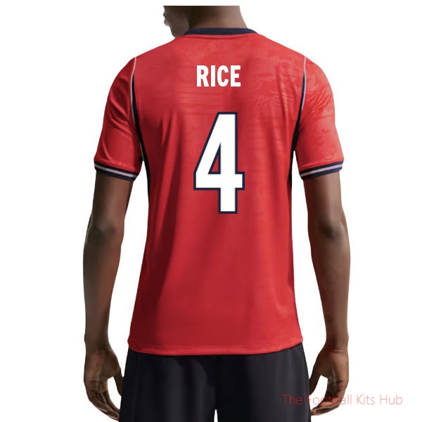 England Away Shirt Rice #4 2026-2027 Soccer Kit - Stadium Edition