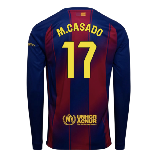 2025-2026 Barcelona Home Long Sleeve Shirt (M.Casado 17) - Supporte...