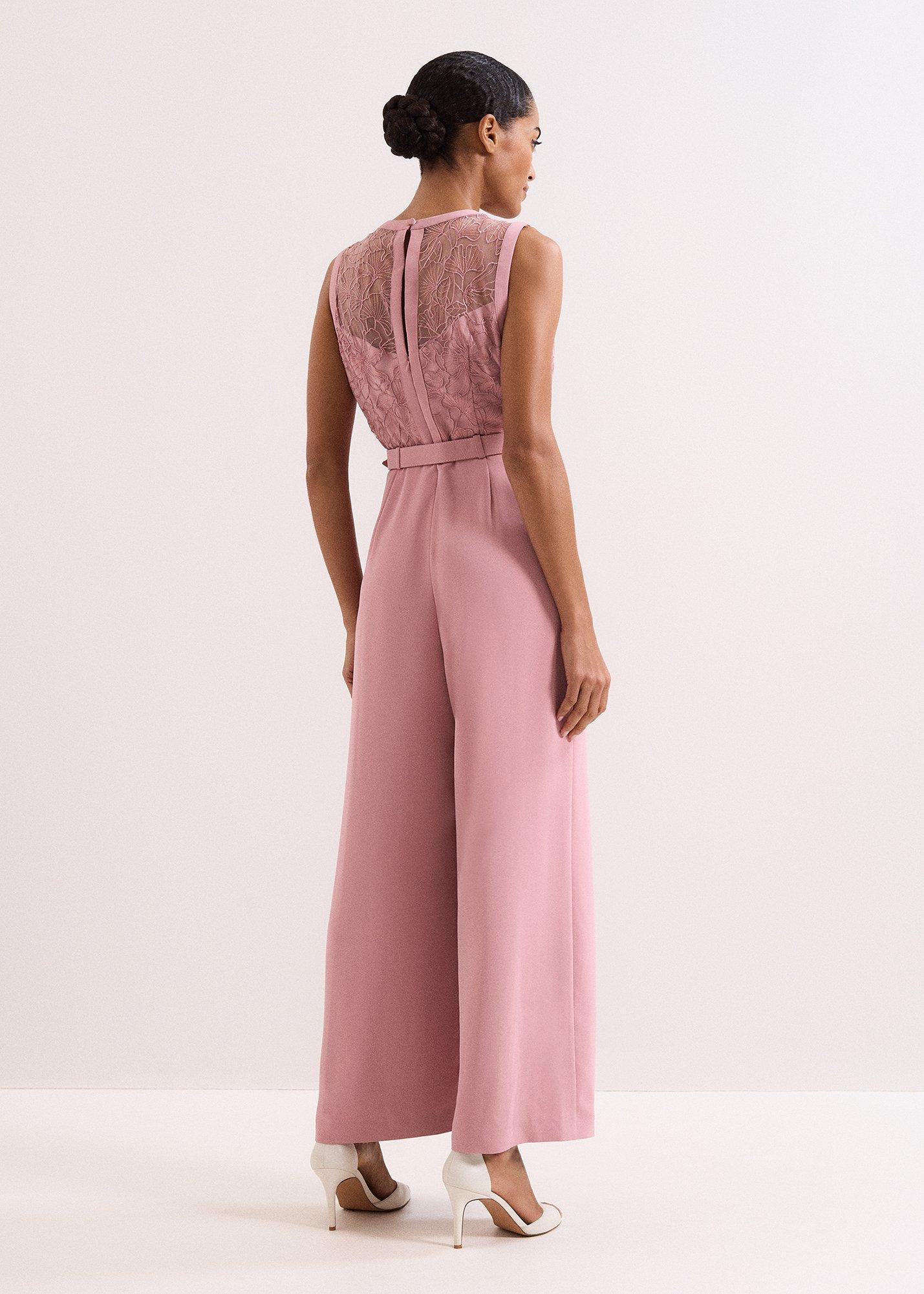 Petite Ivanna Pink Embroidered Jumpsuit
