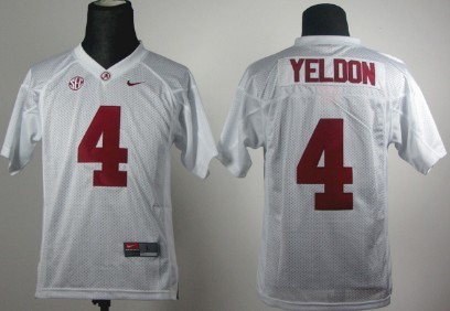 Men's Bama Crimson Tide White 2024 away jersey None #4 official