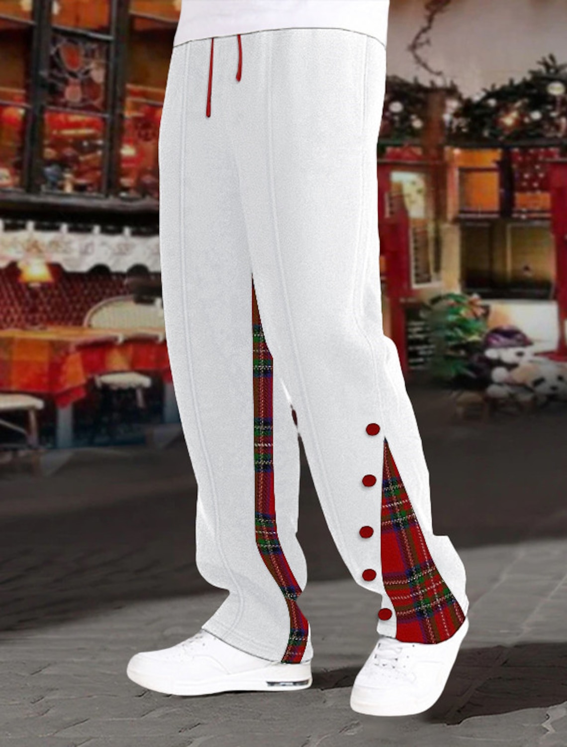 Men's Sweatpants Joggers Trousers Patchwork Drawstring Elastic Waist