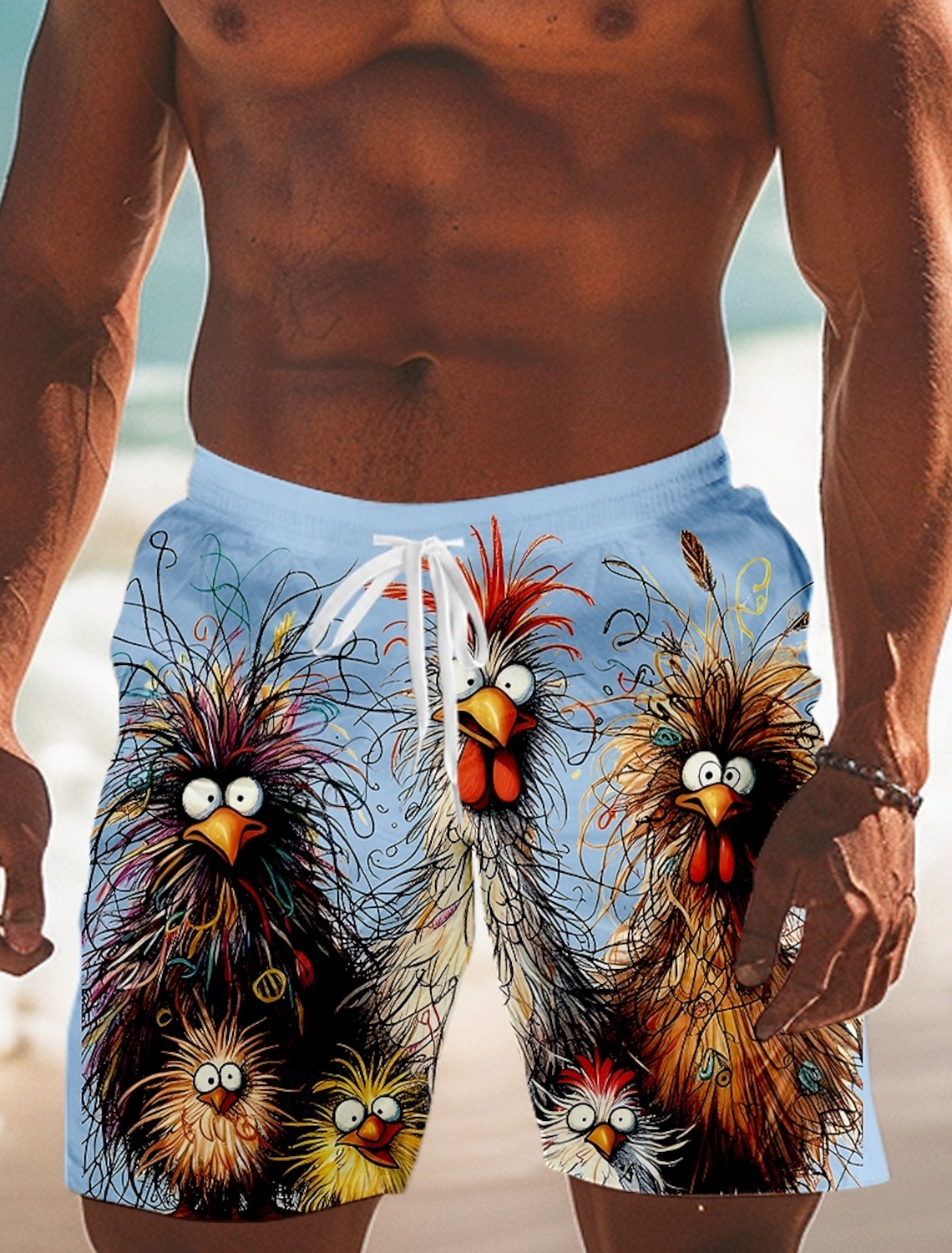 Men's Animal Chick Board Shorts Swimming Trunks Shorts Mid Waist Fashion Streetwear Designer Casual Daily Streetwear Drawstring Pocket Elastic Waist Designer Clothing Apparel