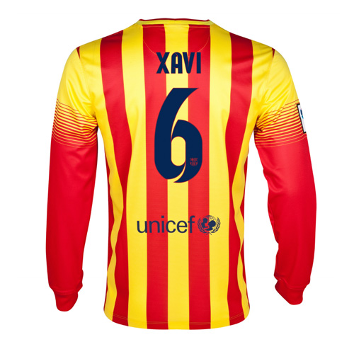 Professional Grade Barca 13-14 Barcelona 6 Xavi Away Long Sleeve
