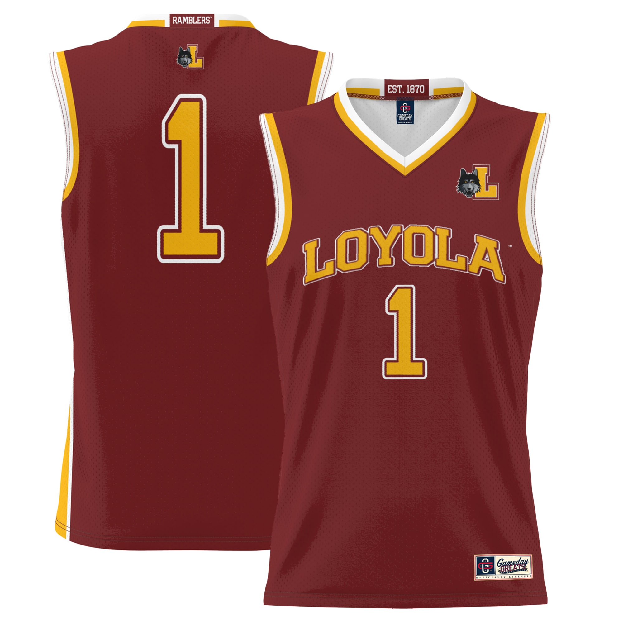 [DDG] Loyola Chicago Ramblers GameDay Greats Youth Lightweight Basketball Jersey - Maroon