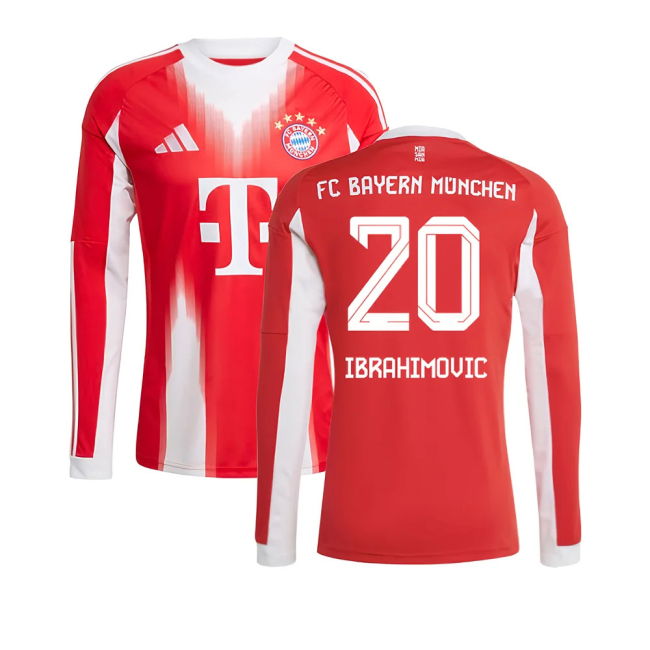 2025-2026 Home Shirt by Bayern Munich Long Sleeve (Men