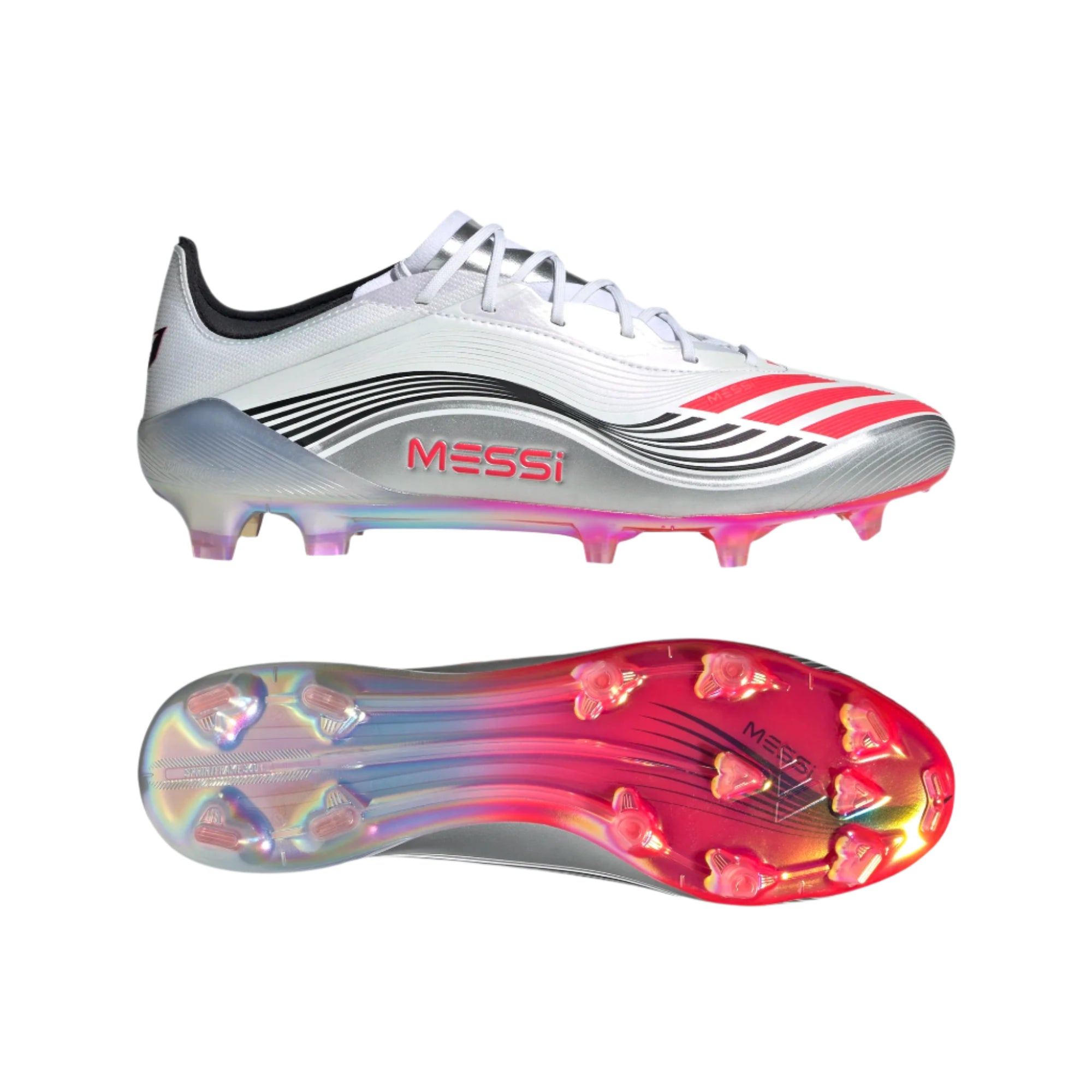 Messi adidas F50 Elite FG Football Boots White Lucid Red Silver Metallic