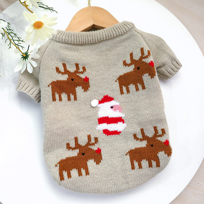 Trendy Christmas Print Warm Sweater for French Bulldog
