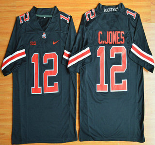 Men's OSU Ohio Black 2015 replica Cardale Jones #12 team authorized