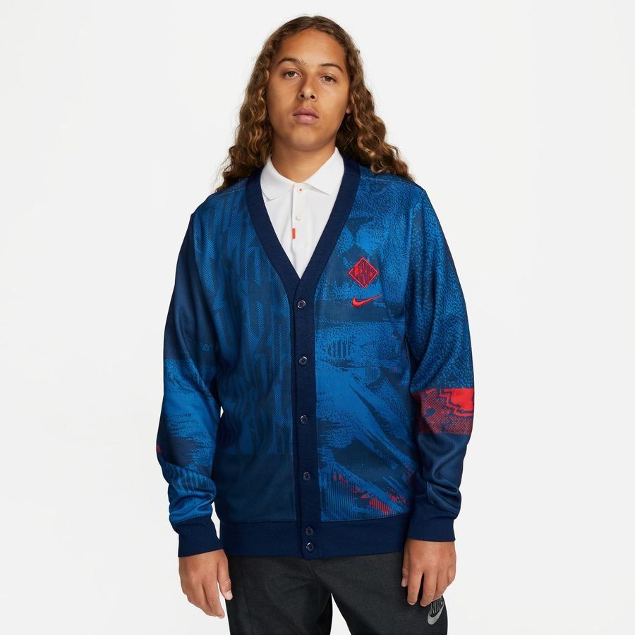 England Cardigan Shirt Dri Fit Player Blue Void/challenge Red