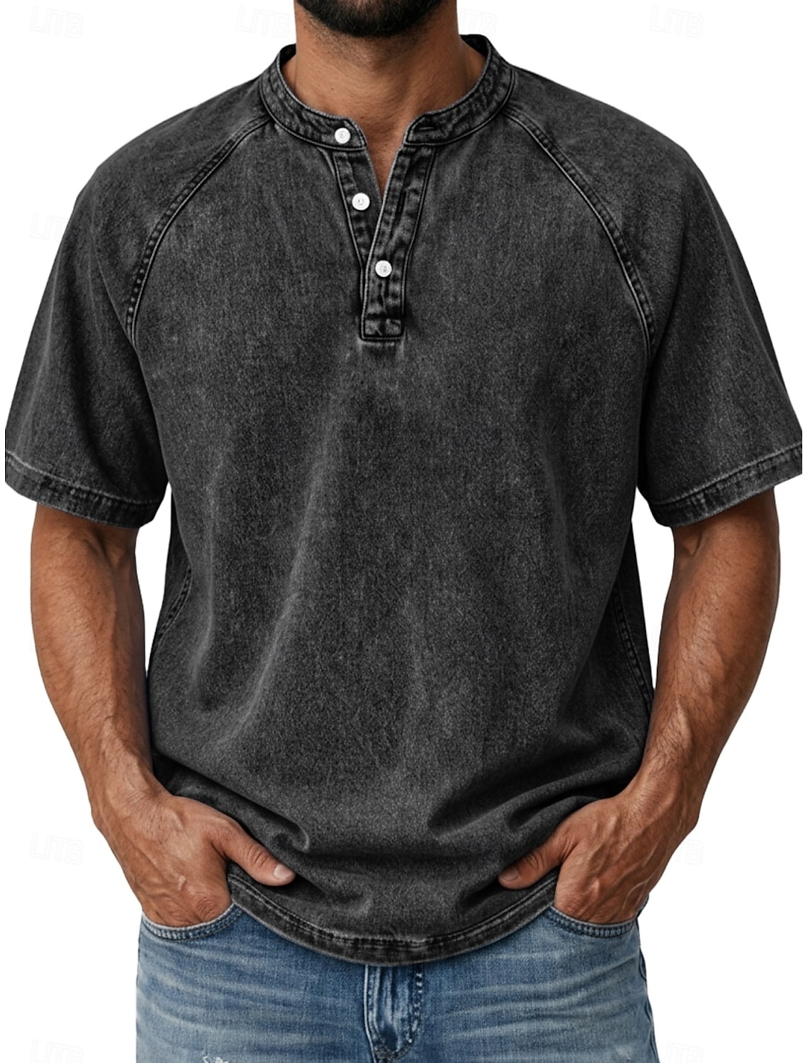 Men's Vintage Tank Top 100% Cotton Acid Wash Vest Top Undershirt Sleeveless Shirt Sleeveless Henley Summer Plain Fashion Designer Basic Pocket Buttons Vacation Street Black Top Tee for Men