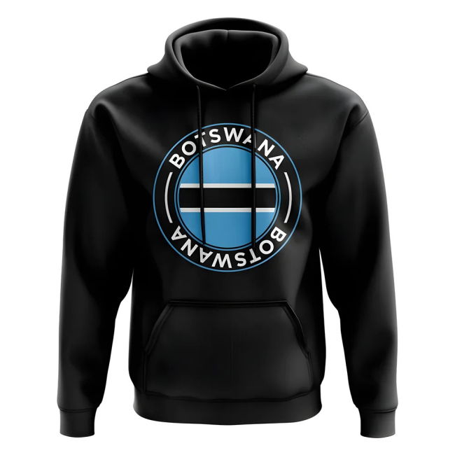 Top-Tier Aero-Dynamic Botswana Football Badge Hoodie (Black)